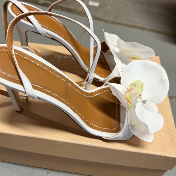 ALAMEDA TURQUESA Fiona Heels White Floral orchid shoes bridal Revolve 40 10 - Picture 14 of 16